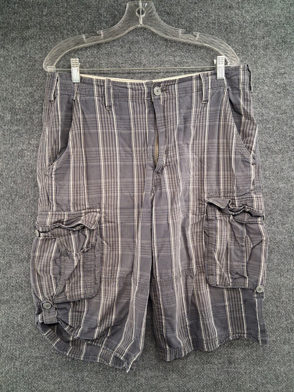 Gap Cargo Shorts Mens 34 Gray Striped